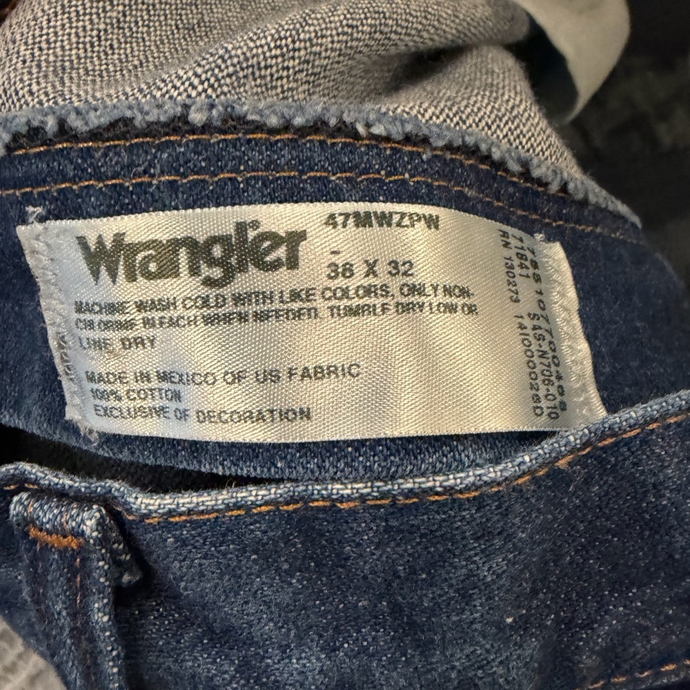 Wrangler 47MWZ Men’s Regular Fit Dark Wash Jeans 38x28 Heavyweight Cotton - Picture 5 of 8